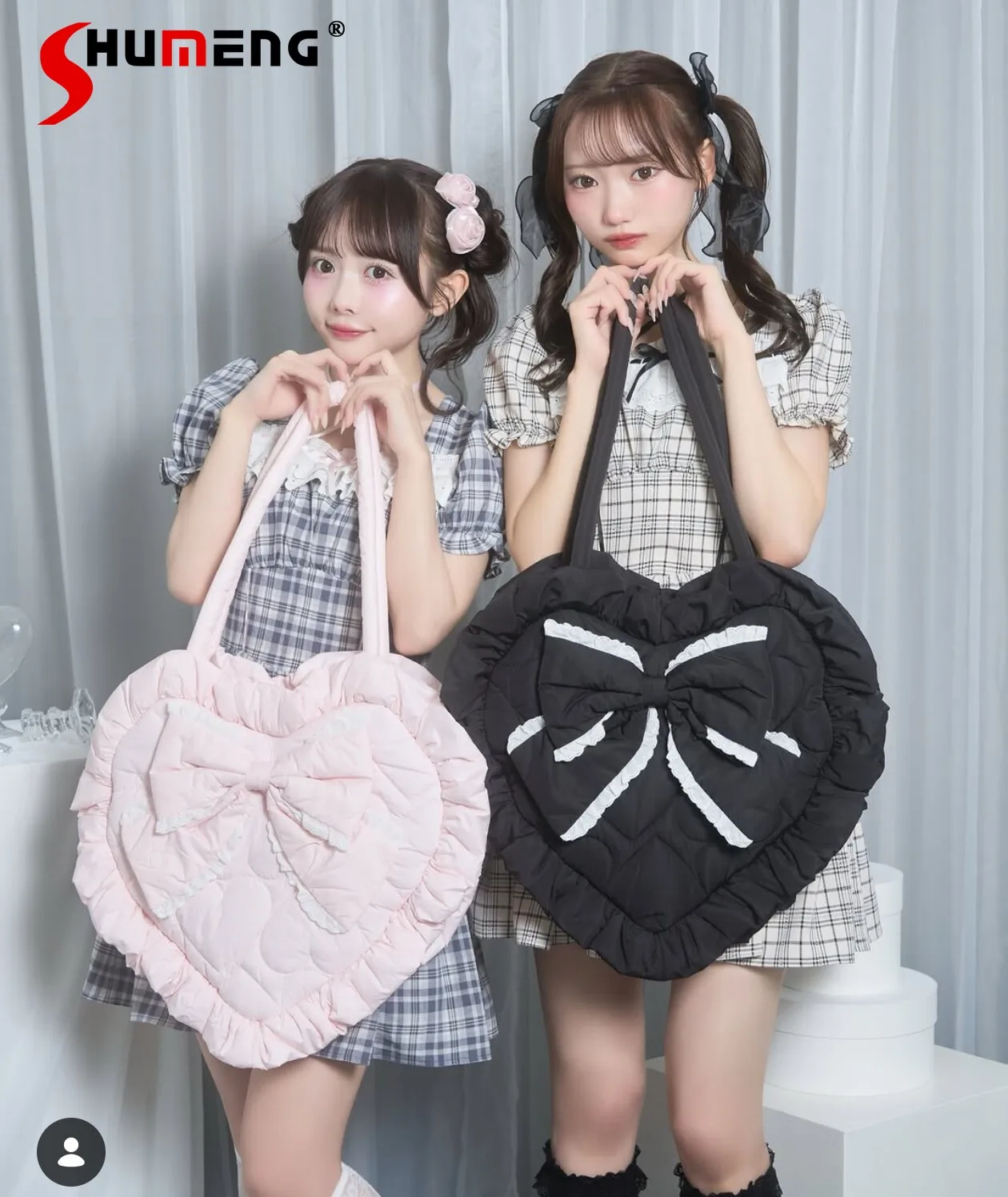 

2026 Summer New Japanese Sweet Cute Girl's Bow Heart Big Bags Kawaii Elegant Versatile Lolita Handbags for Women Shoulder Bag