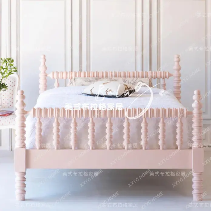 Pink solid wood children's bed 1.2 meters girl princess bed small apartment single bed