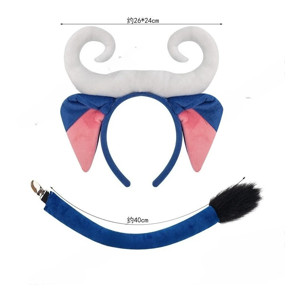 

Adult Children Christmas Goat Antelope Sheep Ear Horns Headband Tail Bowtie Animal Halloween Cosplay Dress Up Party New Years