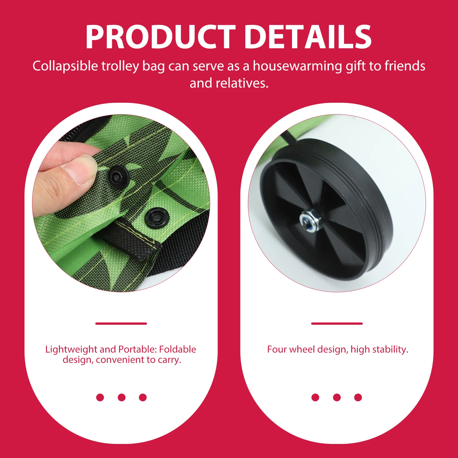 

Foldable Shopping Trolley Bag with Wheels Large Capacity Lightweight Collapsible Grocery Cart for Daily Use and Laundry Storage