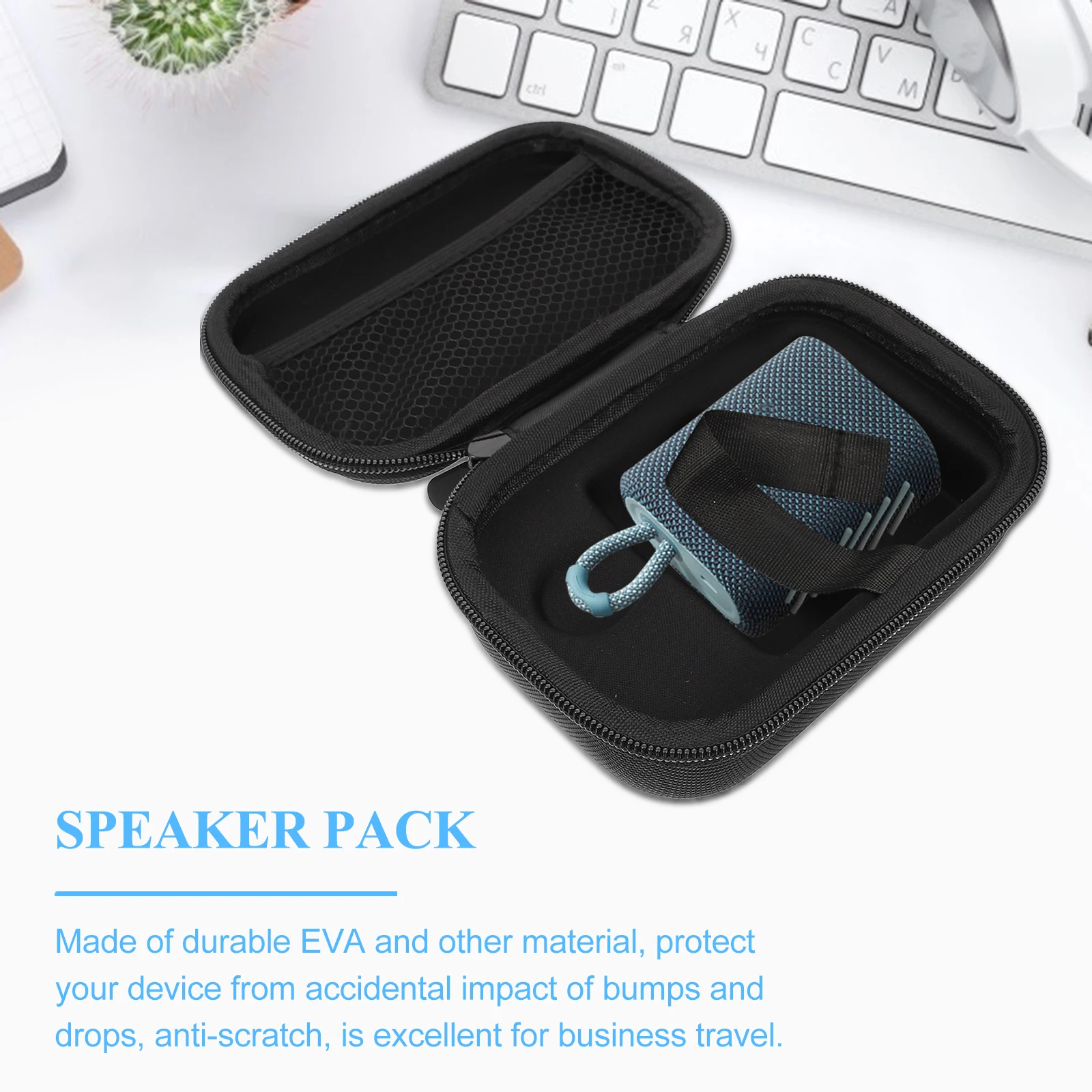 

Speaker Storage Box Lightweight Compact EVA Material Case Velvet Finish Smooth Zipper Anti Scratch Portable Travel