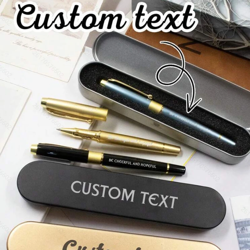 Custom Engraved Durable Metal Ballpoint Pen with Tin Case Black Ink | Controlled Ink Flow, Click Mechanism, Balanced Weight,