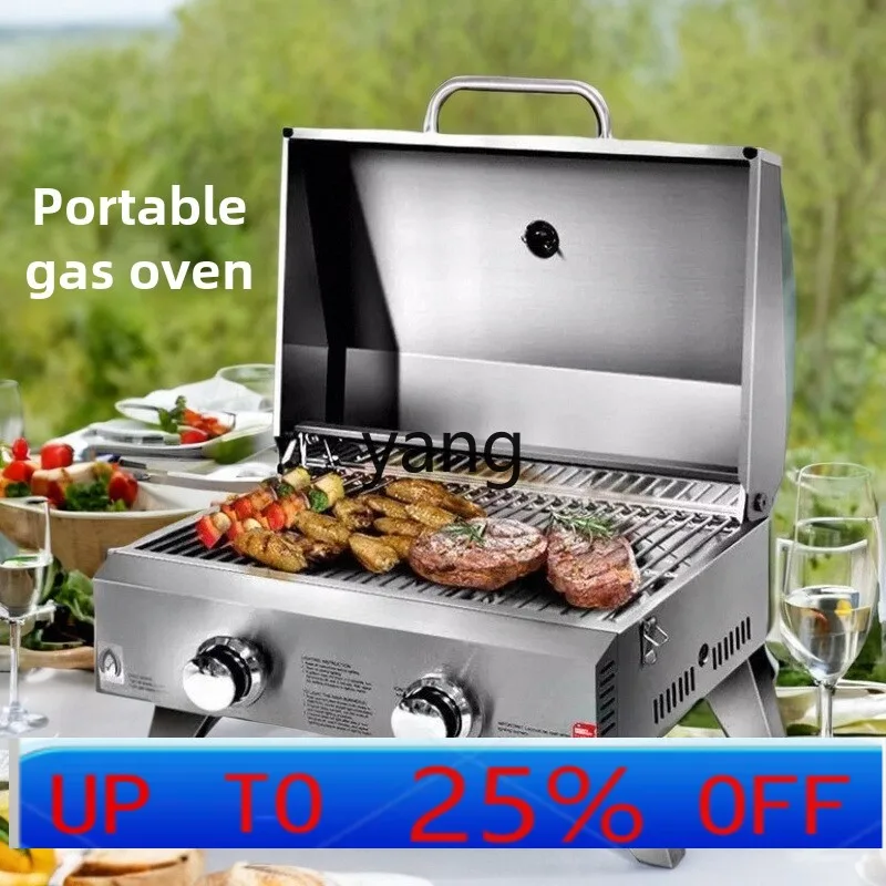 

LMM outdoor portable camping barbecue grill household gas cassette stove outdoor windproof barbecue grill picnic