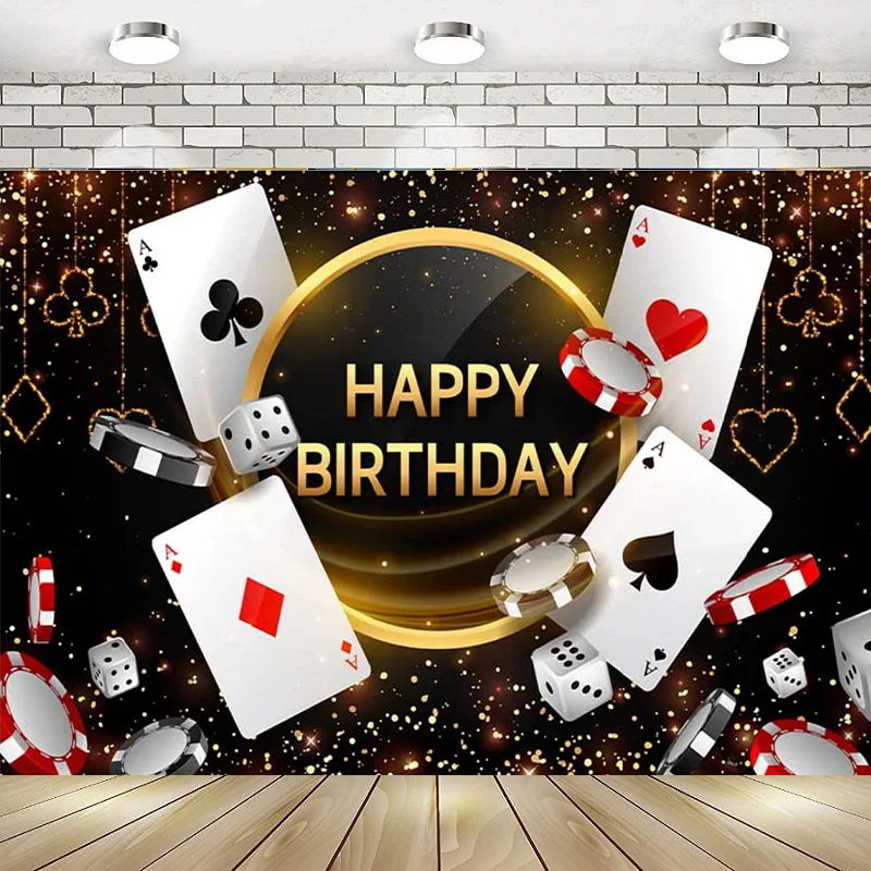 Casino Photography Backdrop Las Vegas Casino Night Men Happy Birthday Background Dice Party Banner Decorations Poster photo