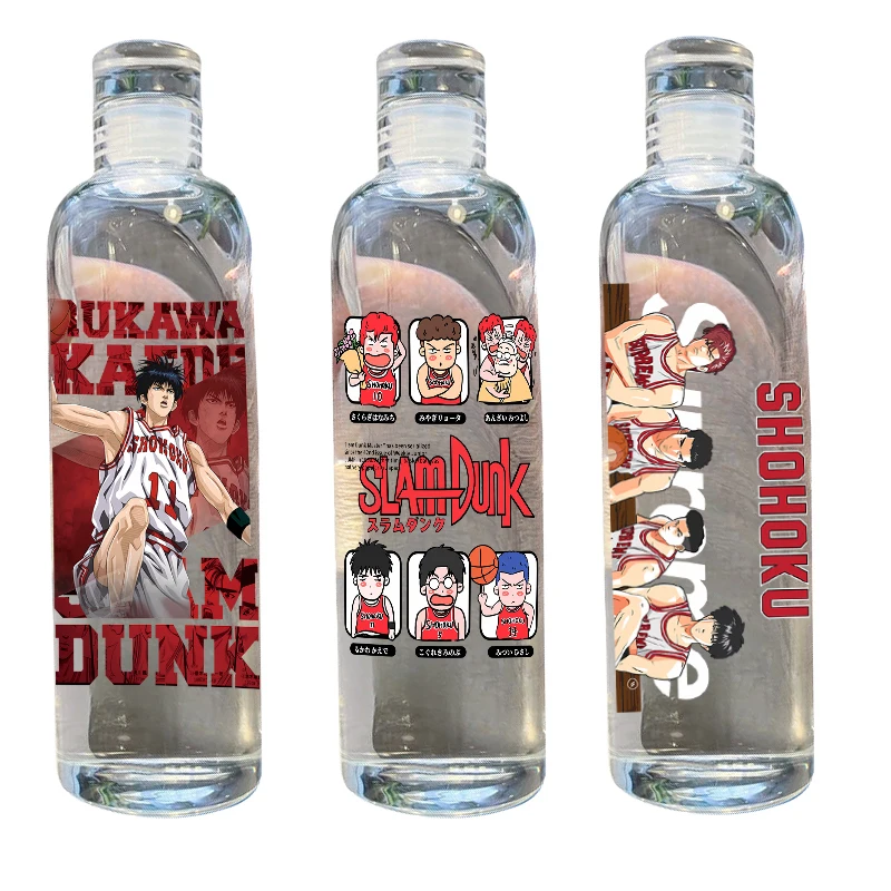 Vaso de Agua de Plástico de 500 ml con Escala de Tiempo, Diseño Slam Dunk, Transparente, Portátil, de Gran Capacidad, para Mujer, Ideal para Regalo