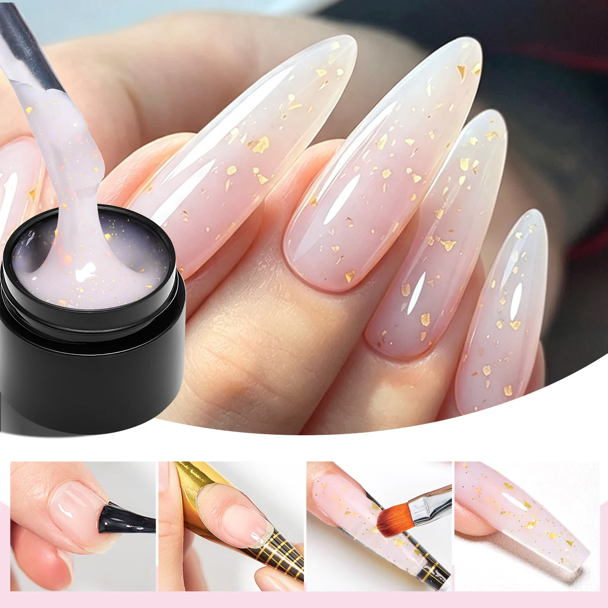 8ml Glitter Quick Extension Na - огляд і ціна Gold Foil Flakes