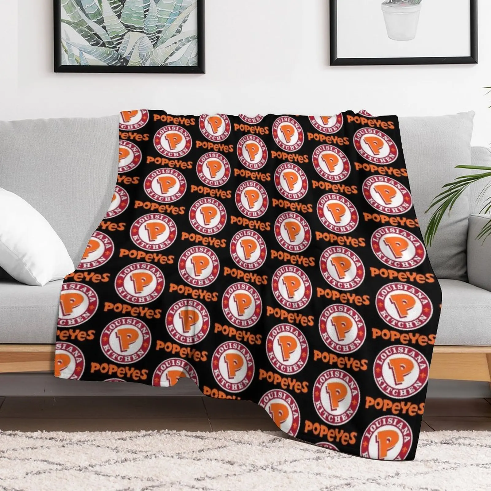 Louisiana Kitchen Popeyes Classic Logos Throw Blanket Soft Luxury Brand Blankets