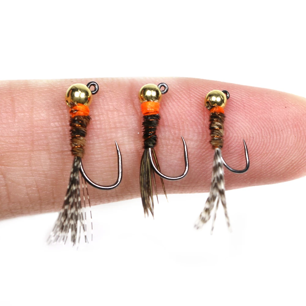 5 Stück # 12 # 14 # 16 Tungsten-Kugelkopf-Perdigon-Nymphen mit orangefarbenem Kragen, Euro Wet Nymph Fliegenfischen für Forelle, Grauforelle, Barsch, Angelköder – Detail 3