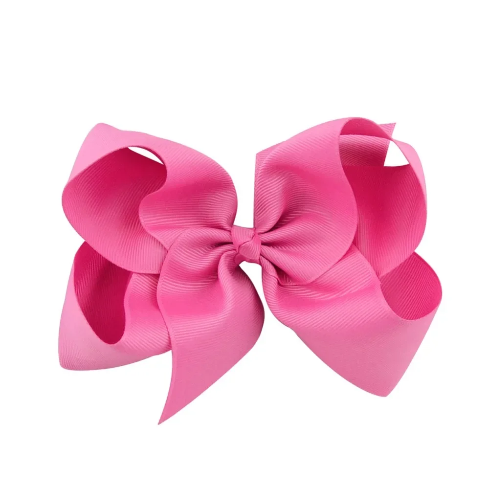 6 Inch Big Grosgrain Ribbon Solid Hair Bows with Clips Girls Kids Hair Clips Headwear Boutique Accessories  Hair Bows