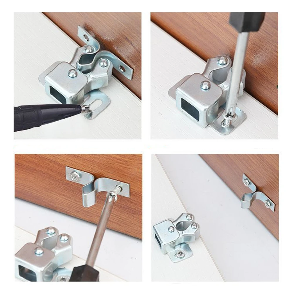 1Pc Double Ball Roller Catches Cupboard Cabinet Door Latch Locks Hardware Copper Door Clip Buckle Handle Home Door Hardware Tool