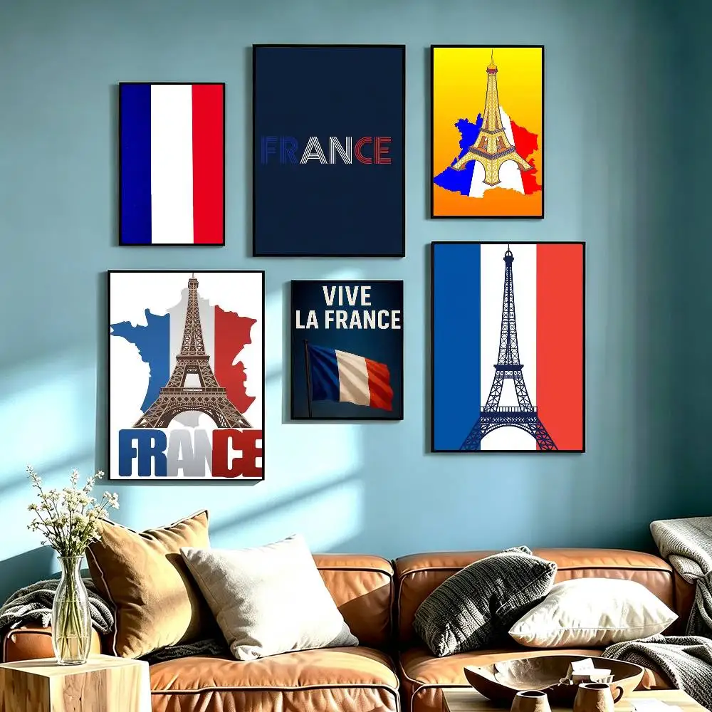 Le Coq Gaulois France Flag Poster Waterproof Wall Art Sticker For Bar Living Room Vintage Decor High Quality Print Gift
