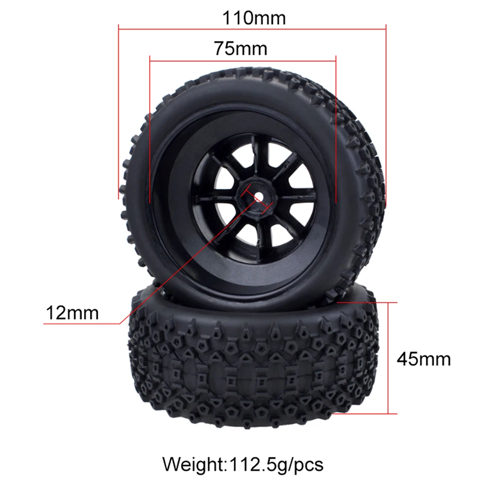 ZD Racing RC Wheels and Tires 1/10 Scale 12mm Hex Short-course Truck Anti-skid 4PCS For VKAR Redcat HSP Traxxas Slash HPI