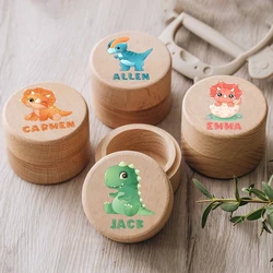 Personalised Dinosaur with Name Tooth Box Baby Keepsake Teeth Umbilical Curl Hair Wooded Collect Case Infant Baptism Shower Gift