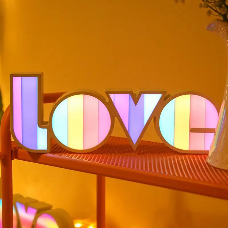 LED Love Sign 3D LED LOVE Night Lights Sign Colorful Letter Sign Night Lamp Valentine's Day Decor Light for Home Table Decor