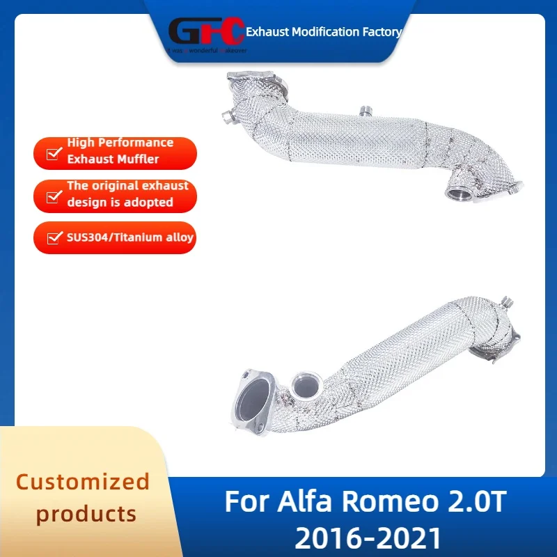 GFC Catless Downpipe Exhaust Pipe for Alfa Romeo 2.0T 2016-2021 High-Performance 304 Stainless Steel Exhaust System