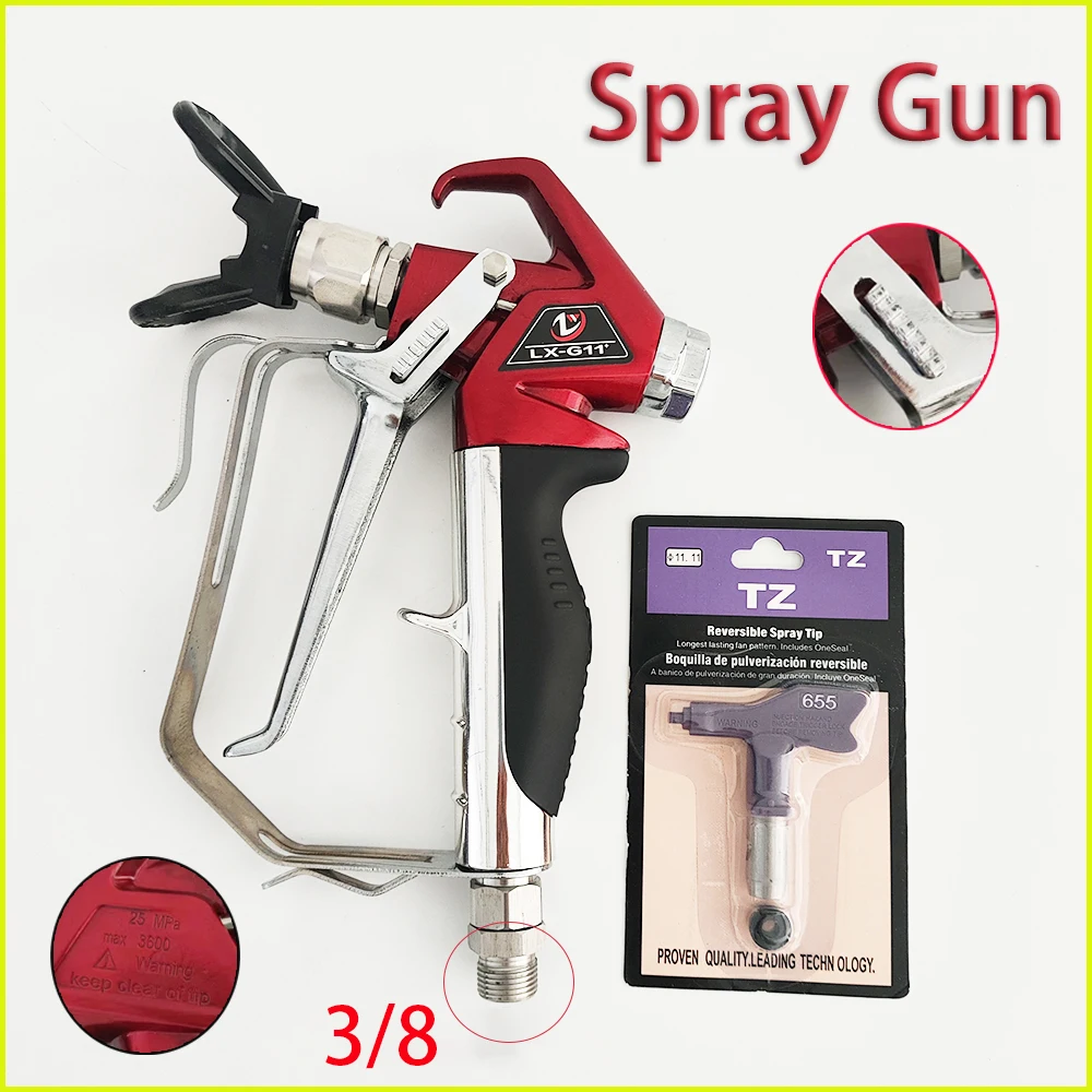 

Paint Gun 3600PSI High Pressure Airless Paint Spray Accessories Gun With Tip Nozzle Guard Pump Sprayer Machine 3/8 Inch Thread