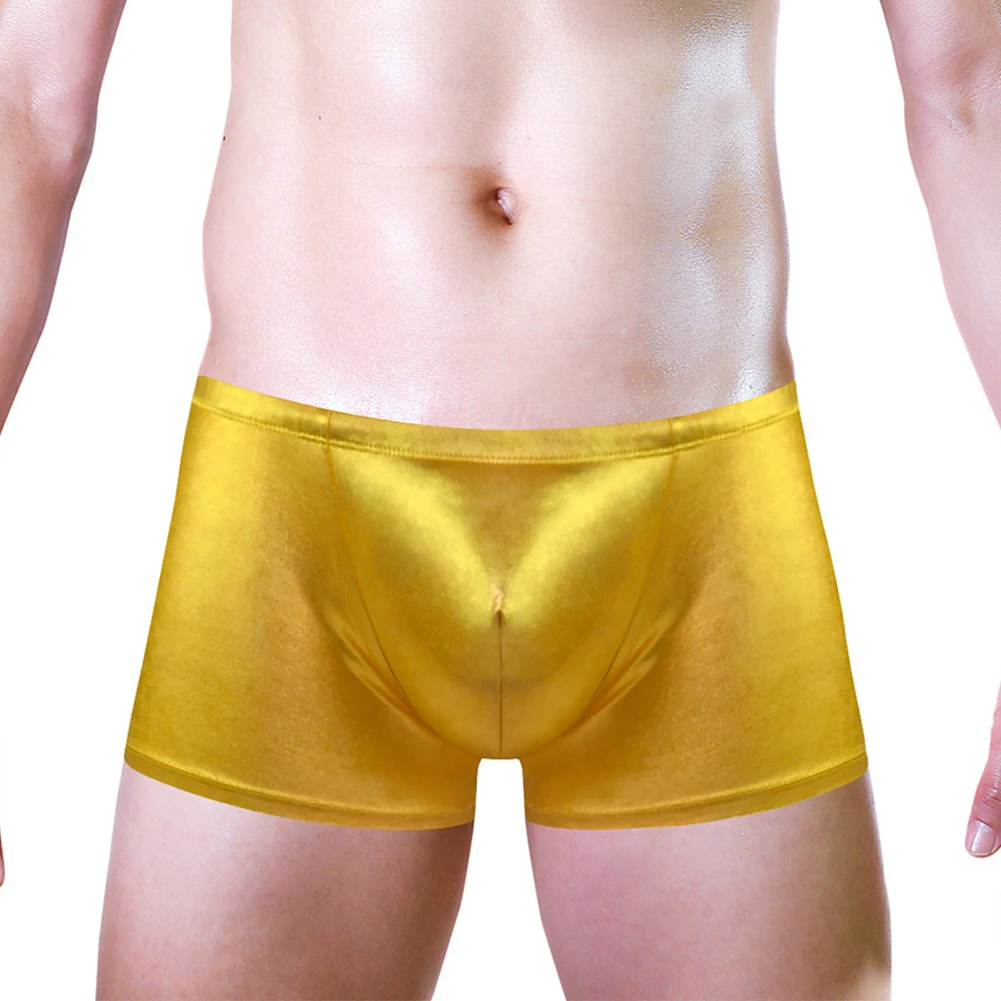 Boxer Briefs Panties 1X Breathable Classic Comfort Faux Leather Gold Polyester Silver Soft Solid Comfy Fashion