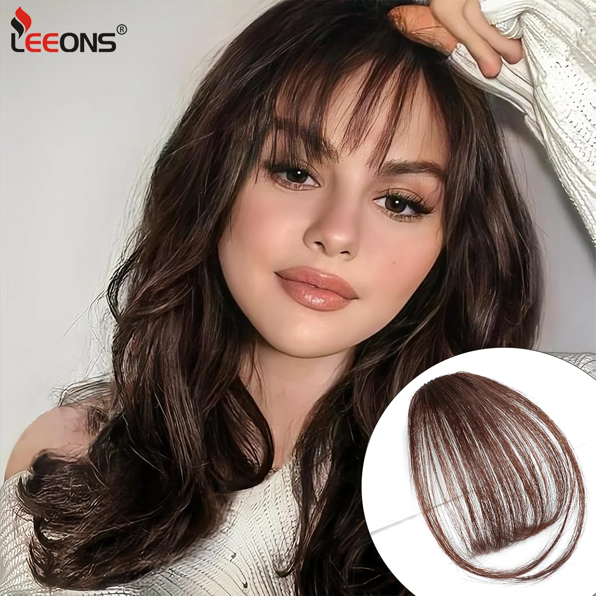 Leeons Cheap Fake Air Bangs Hair Clip On Bangs On The Rim Synthetic Air Bangs Hair Extensions Attached Bangs For Woman Girls 1Pc