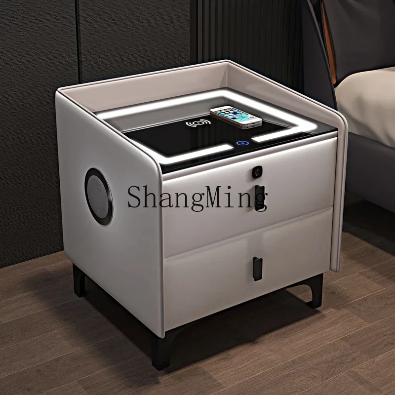 SM Light Luxury Simple Modern Bedroom Small Solid Wood Simple Internet Celebrity Smart Minimalist Storage Cabinet with Lock