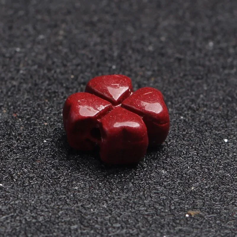 Natural cinnabar purple gold sand lucky four-leaf clover bead partition accessories DIY bracelet accessories jewelry