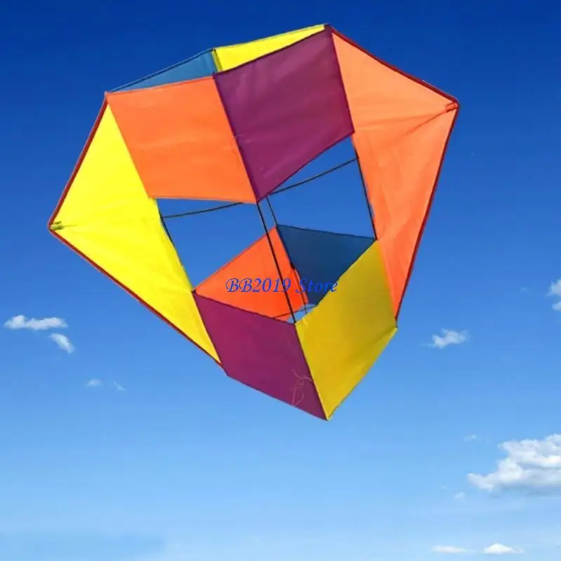 Q0KB Stereo Würfelform Kite Outdoor farbenfrohe Würfelformform Stereo für Kinderspielzeug