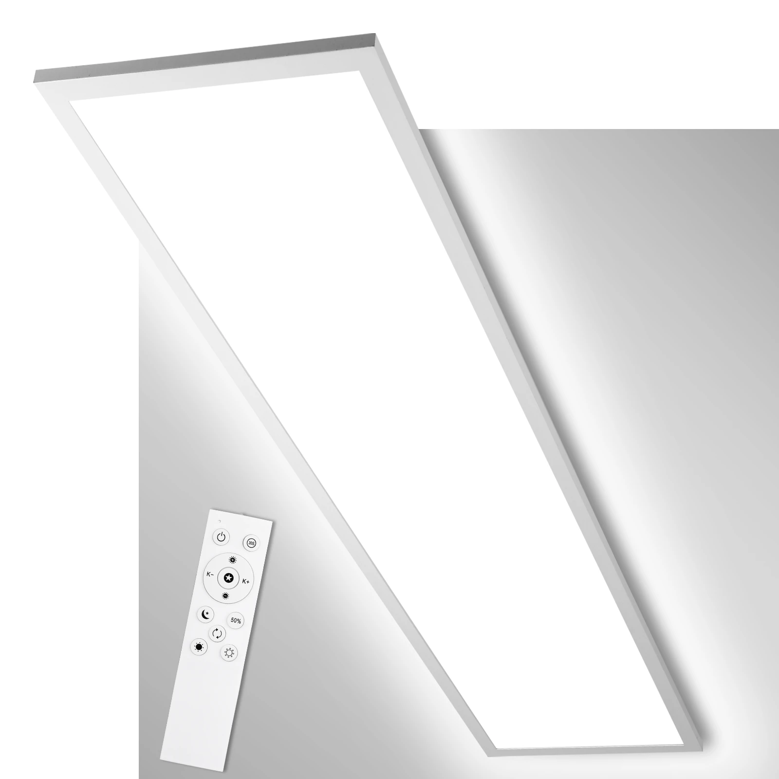 Panneau lumineux LED 120x30 à intensité variable avec télécommande, plafonnier 40W 4400LM avec mémoire, 3000K-6500K pour salon et chambre à coucher