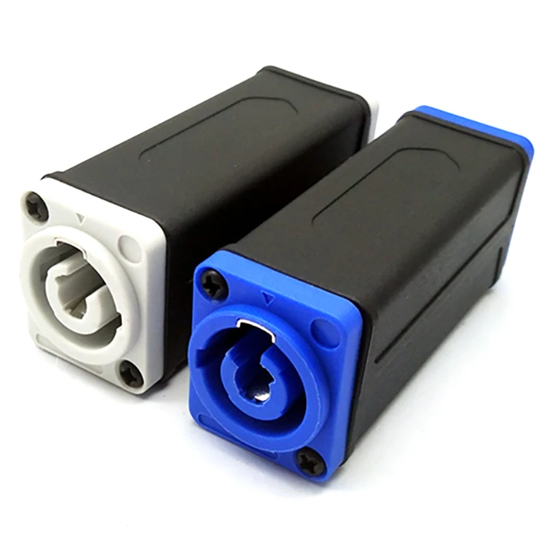 New 1Pc LED PowerCon AC Coupler Adapter Extender Connector Speakon Panel Mount Straight Adapter Blue White