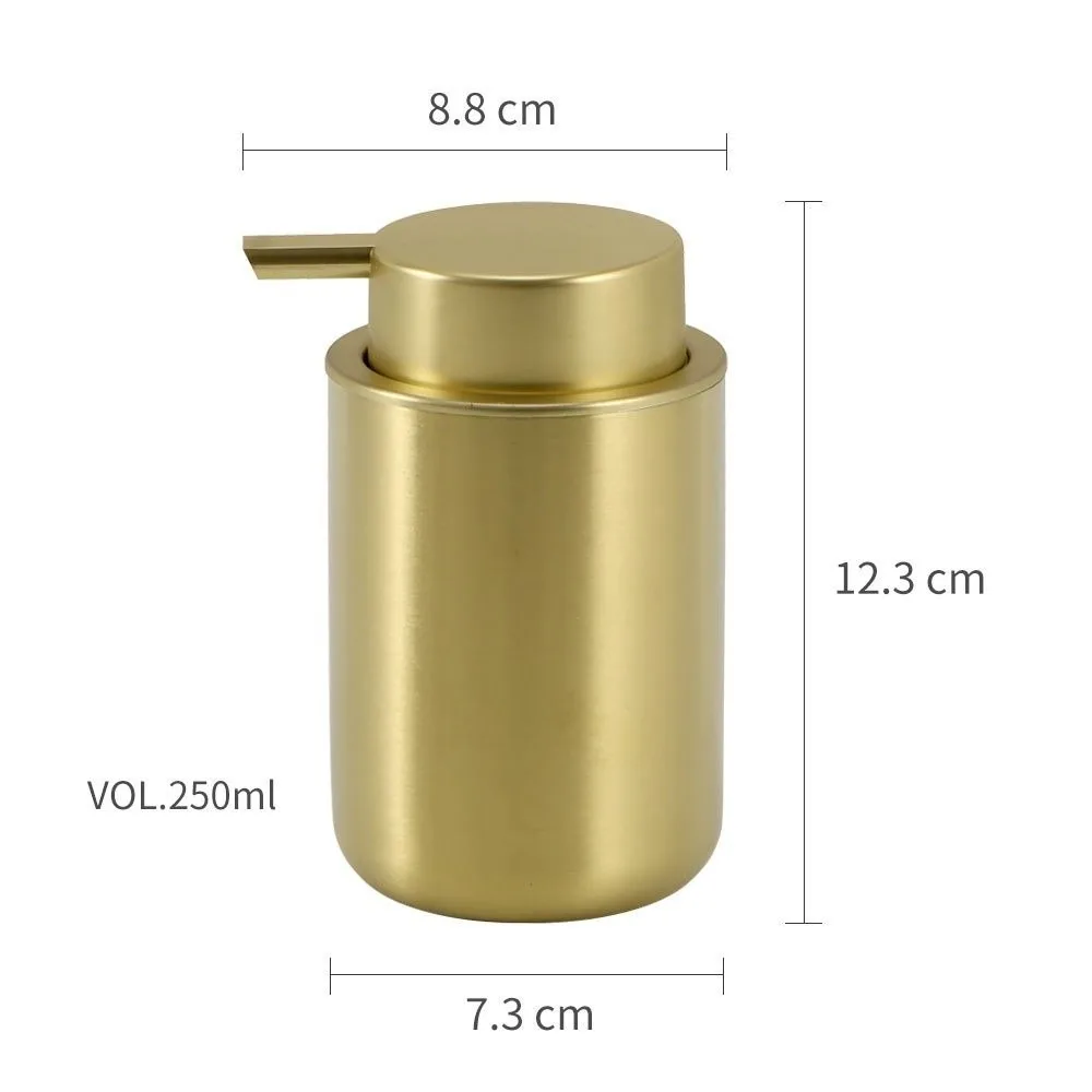 250ML Stainless Steel Soap Pump Refillable Cylindrical Liquid Hand Soap Dispenser Easy To Press Pump Bottle For Daily Use