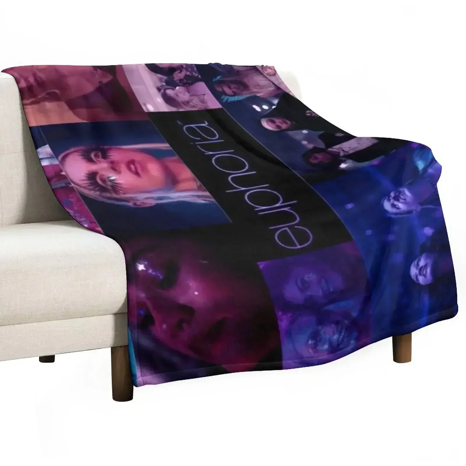 Couverture en tissu doux et chaud avec motif collage euphoria, sans boulochage, pour lit