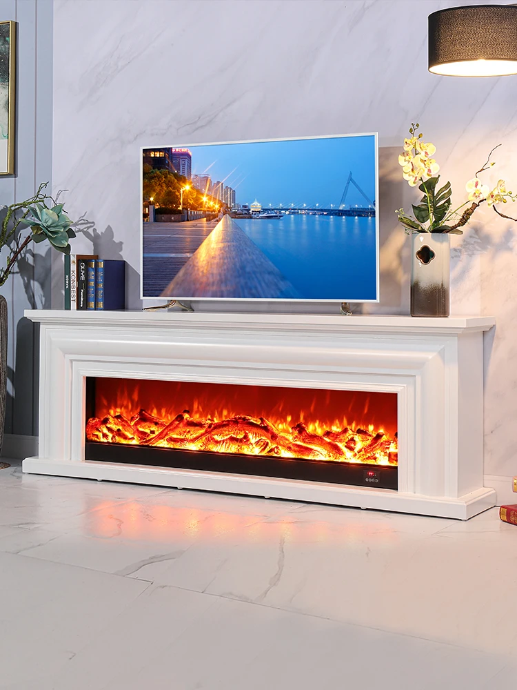 Madeira maciça decorativa lareira TV armário, mobiliário de aquecimento doméstico, imitação Fogão Núcleo