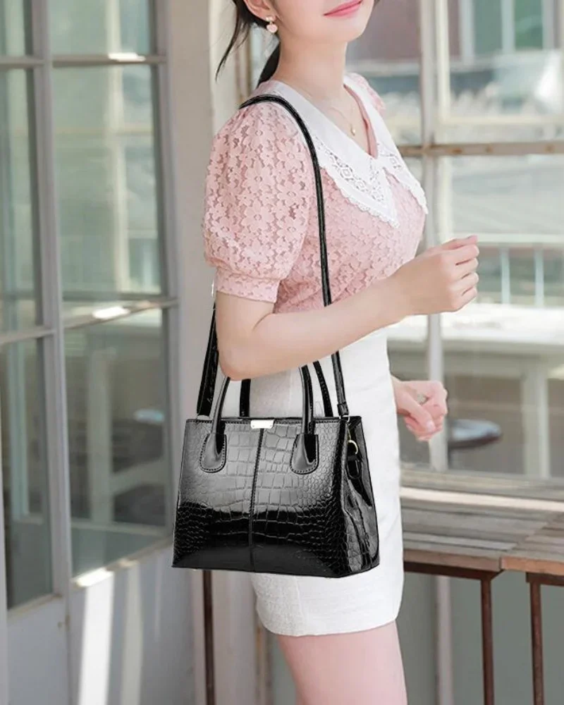 

Ladies PU Leather Patent Leather Shoulder Crossbody Bag Women Luxury Designer Handbag Pruse Fashion Large Capacity Shopping Tote