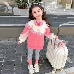 Spring Girls Clothing Sets Children Floral Pullover Sweatshirt Pants 2 Pcs Suit Kids Clothes Outfits Baby Tracksuits Sportswear