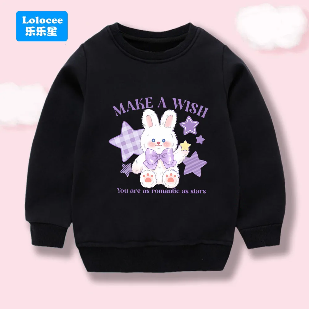 3-14Year Mädchen Kleidung Niedlichen Kaninchen und Stern Gedruckt Sweatshirts Mode Lässig Crewneck Pullover Einfache Dünne Hoodies XXX01