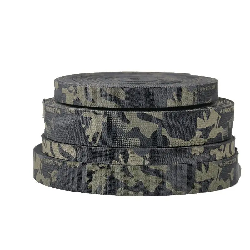 MCBK Black  Camo Ribbon 2cm/2.5cm/3.8cm/5cm wide  Tactical Bag Strap Accessories Molle Tactical Equipment Ribbon 5M