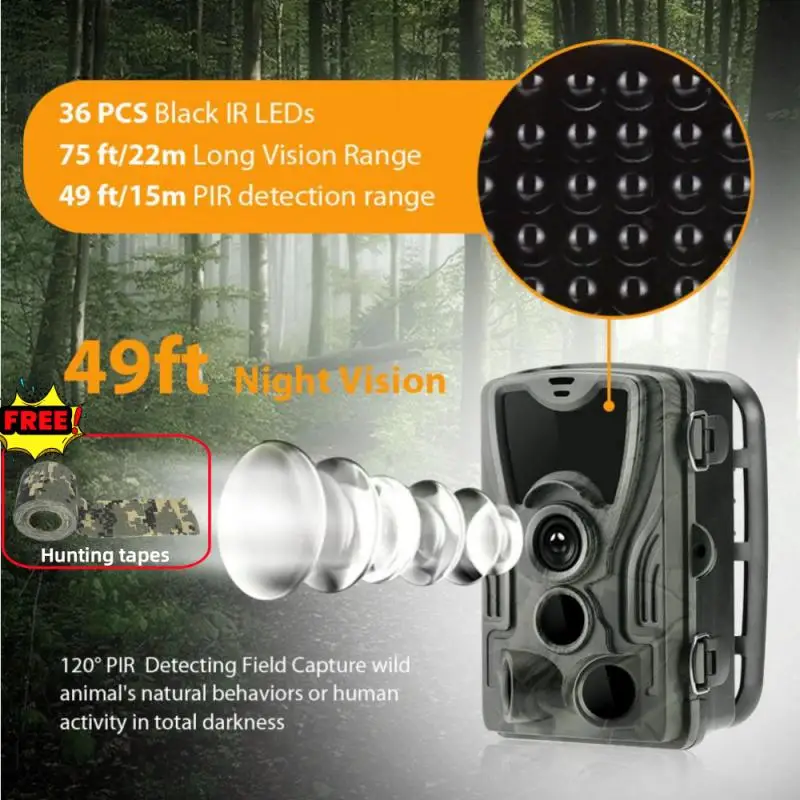 Trail Hunting Camera With 5000Mah Lithium Battery 16MP HC801A 1080P IP65 Waterproof Photo Traps 0.3s Trigger Time Wild