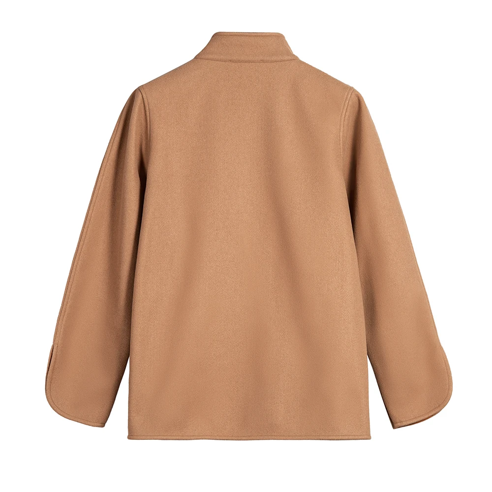 2023Short Jackets Ladies Blends High Street Winter Woolen Coats Pockets Solid Loose New Women\'s Woolen Short Coat