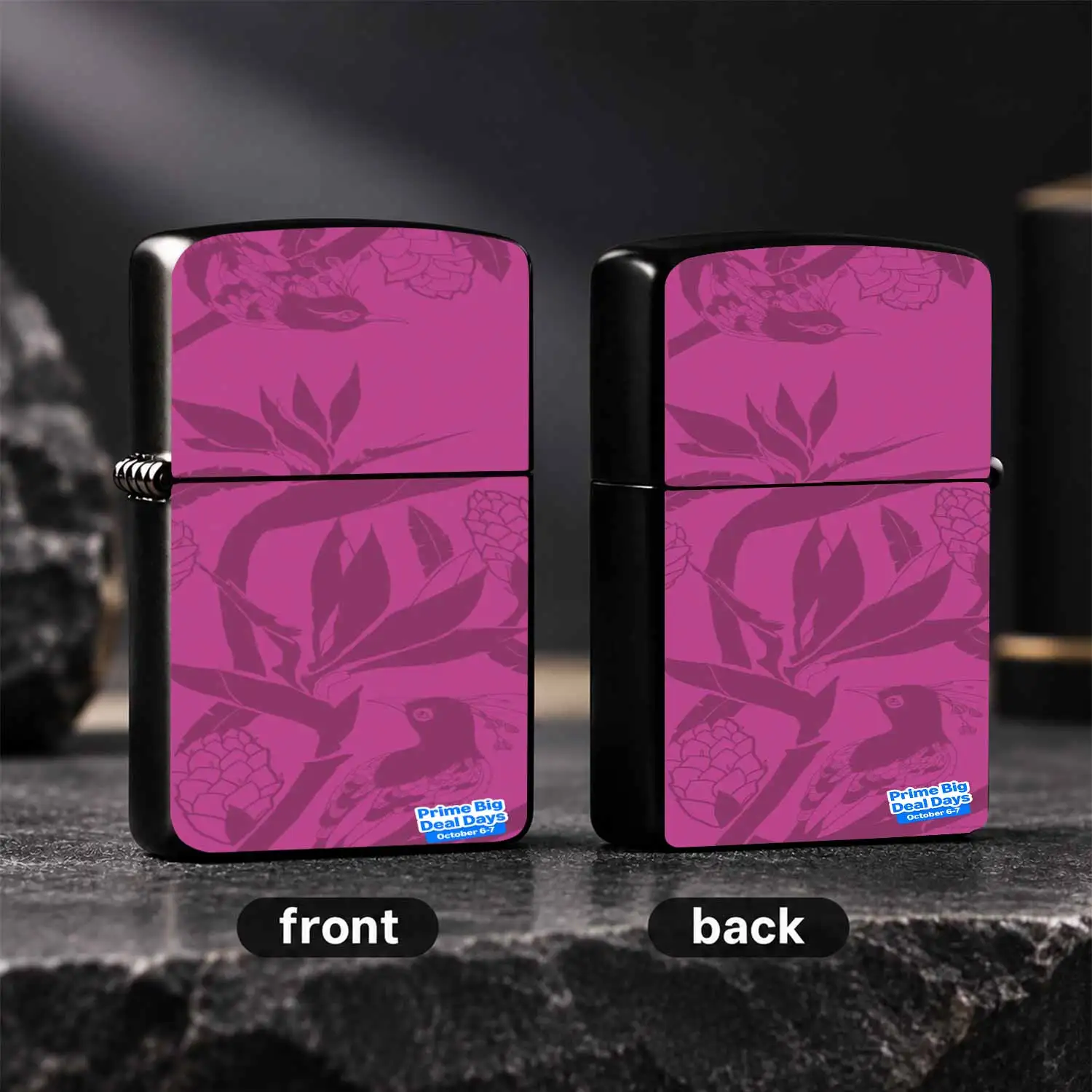 Vibrant Pink Bird Floral Pattern Portable Lighter, Stylish All-Purpose Daily Use Ignition Tool For Home Outdoor Travel, Exquisite Practical Small Gift For Friends Family On Various Occasions A Humorous And Interesting Lighter