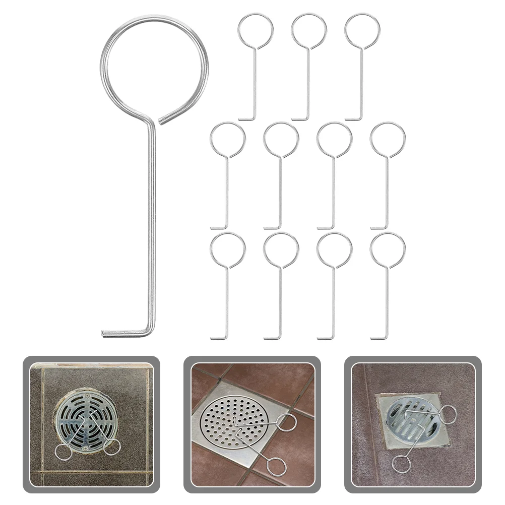 

12 Pcs Floor Drain Handle Hook Stainless Steel Hooks Bath Tub Removal Tool Grate