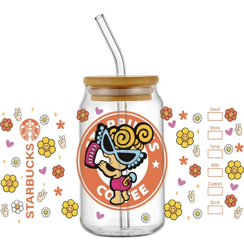 Miniso 3D Cartoon DIY Transfer Sticker Cute Baby UV DTF Cup Wrap for 16oz Libbey Decal Custom Mug Waterproof Sticker