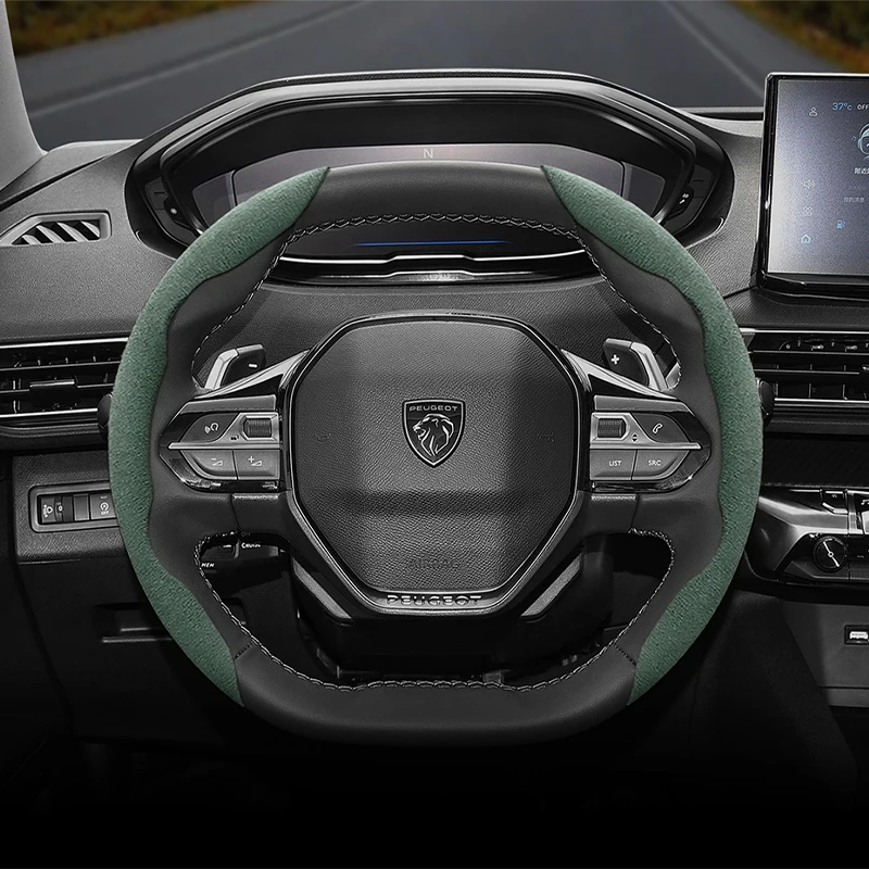 For Peugeot Suede Snap-on Steering Wheel Cover 508 207 3008 2008 307 308 206 208 5008 301 Expert Partner Rifter Accessories