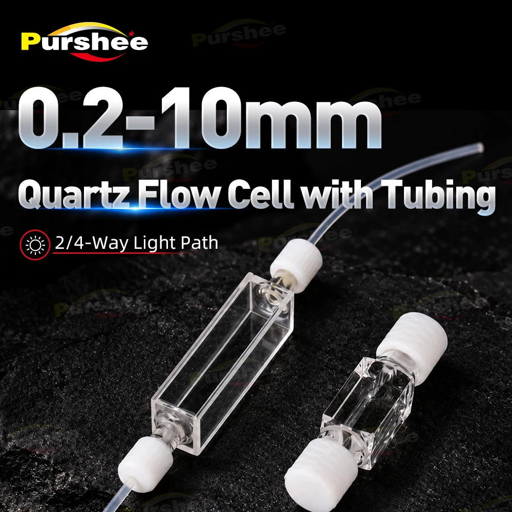 0.2-10mm JGS1 Quartz Flow Cuvette Cell Through Cuvette Lab Spectrophotometer Complete Size Smooth Liquid Circulation Laboratory