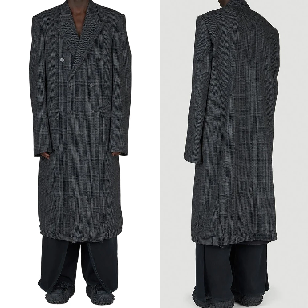 Fashion  Men's Wedding Coat Trendy Stripe Double Breasted Coat Formal Business Occasion Warm Stylish Customized trajes de hombre