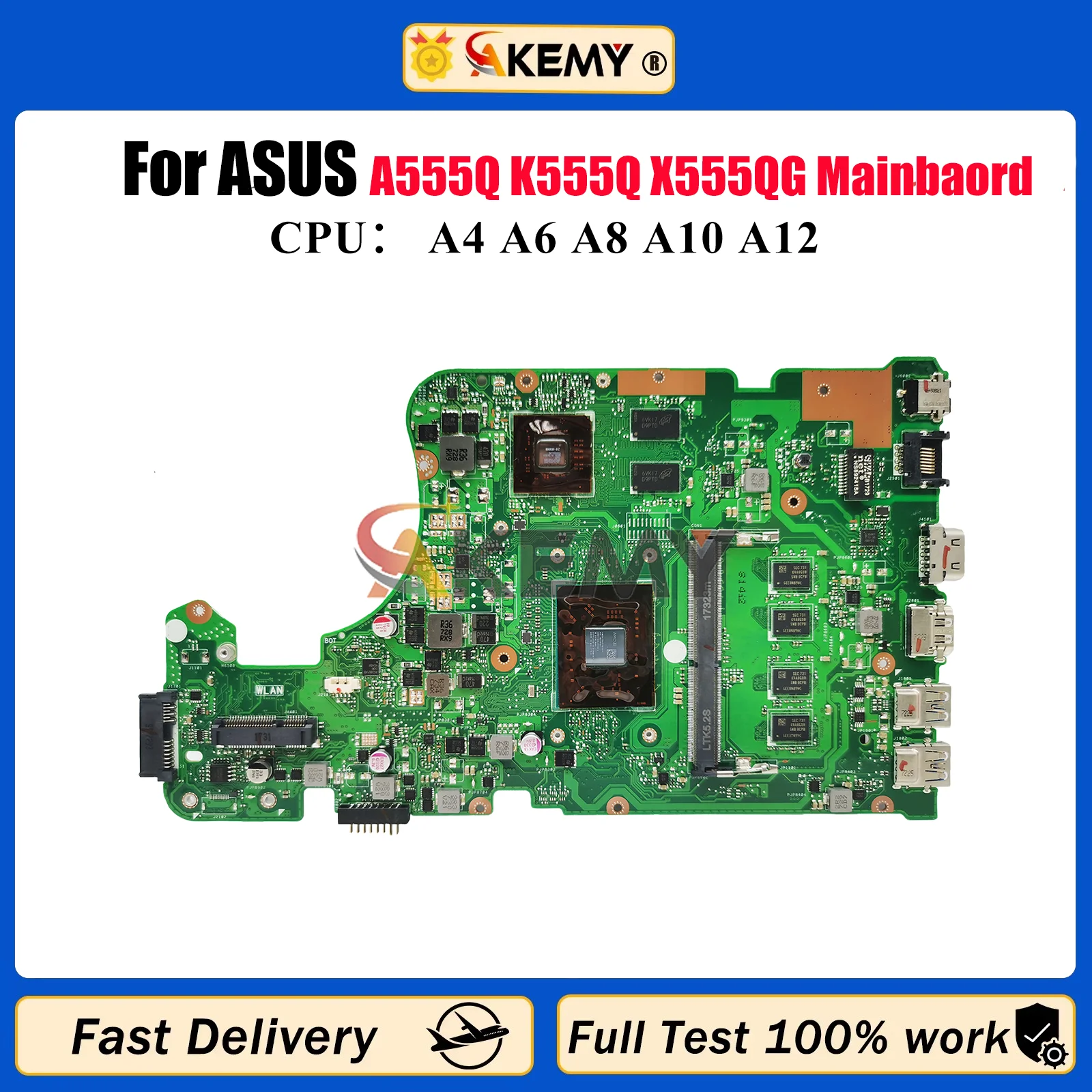 

X555QG Laptop Motherboard For ASUS VivoBook X555Q A555Q K555Q X555QG Notebook Mainboard With A4 A6 A8 A10 A12 CPU 100% tests OK