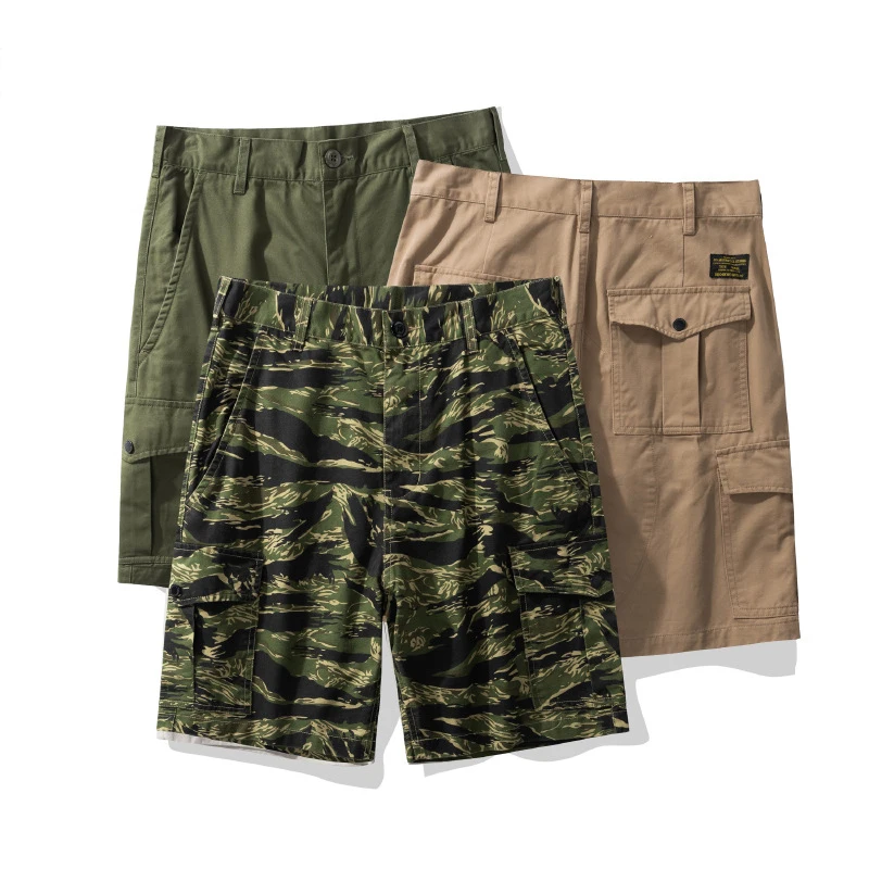 Motorcycle Cropped Short Shorts, Loose Camouflage Pants, Multi Pocket, Medium Pants, 100% Cotton, Belgian M-64, Summer, New