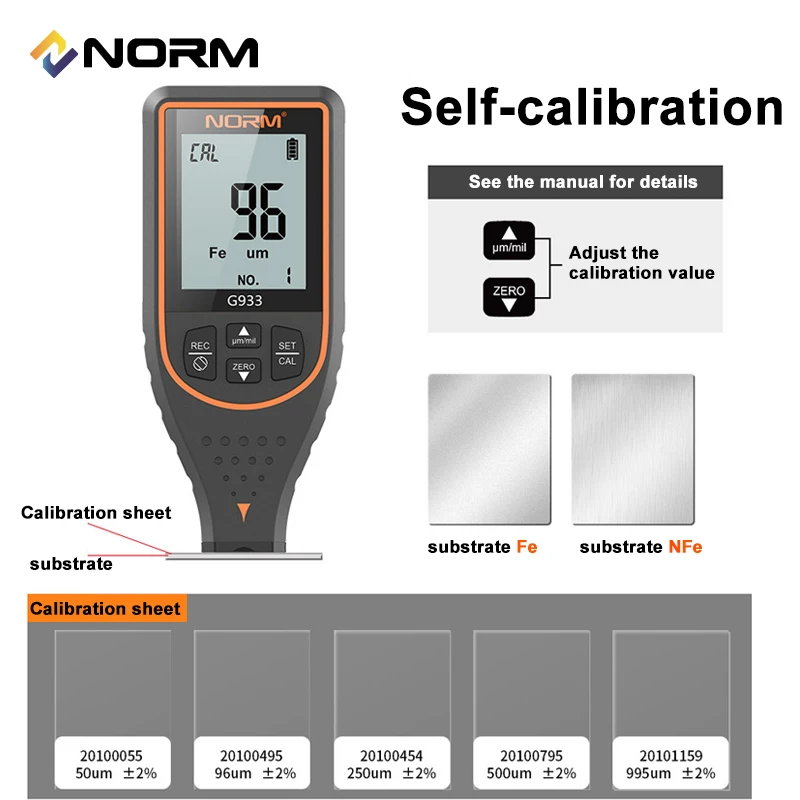 NORM Coating Thickness Gauge 0-1700/0.1 Micron FE NFE Paint Tool Car Paint Film Thickness Measuring Tester