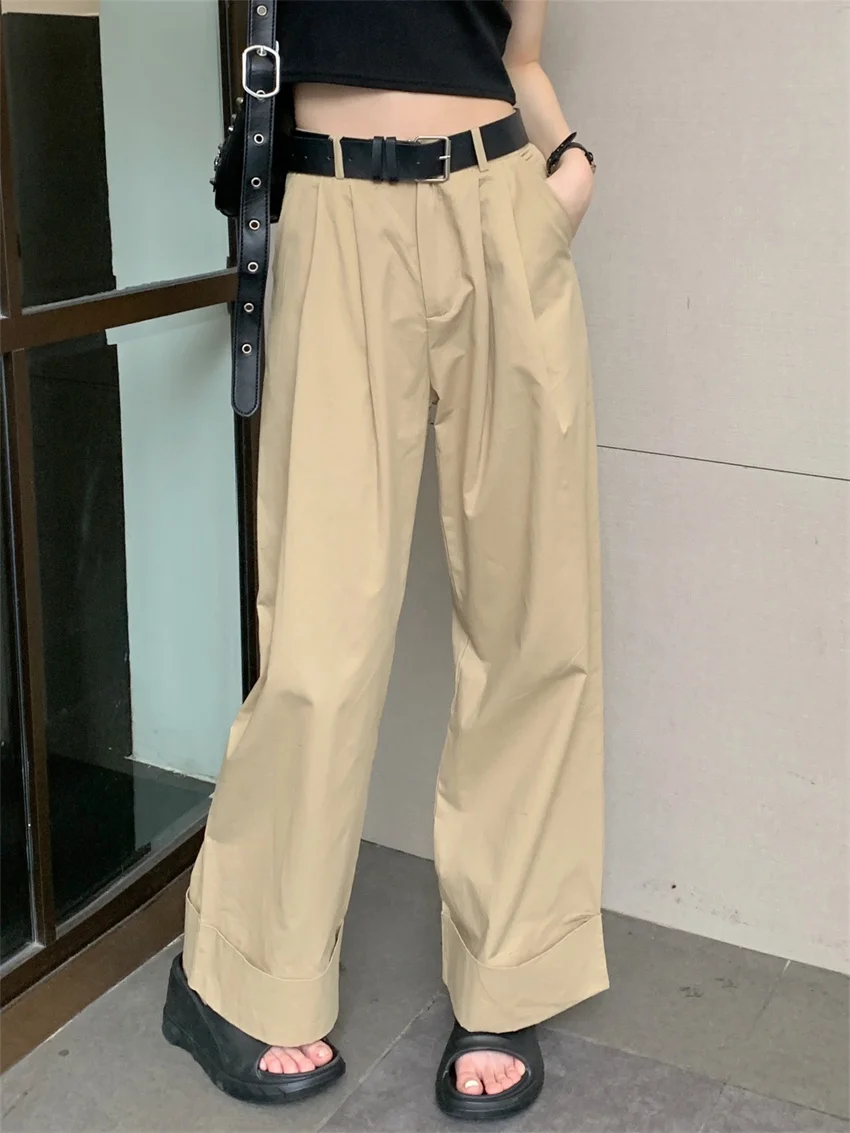 

Alien Kitty Khaki Pants Women Straight Loose Autumn Work Wear 2023 Wide Leg Chic Office Lady High Street Casual Minimalist