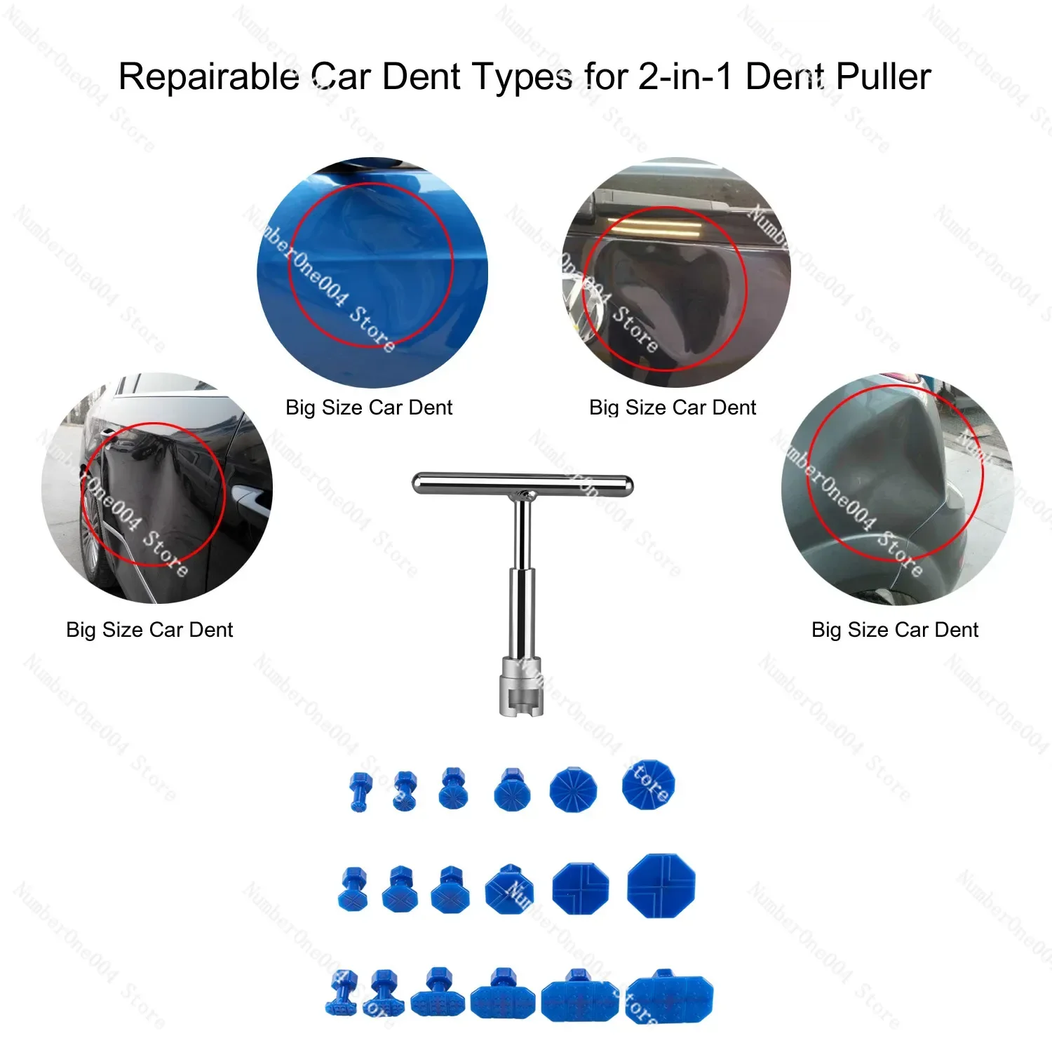 Car Dent Repair Puller,   Tools Kit With 18pcs Plastic Glue Tabs Metal T-Handle  Remover Universal For  Accessor