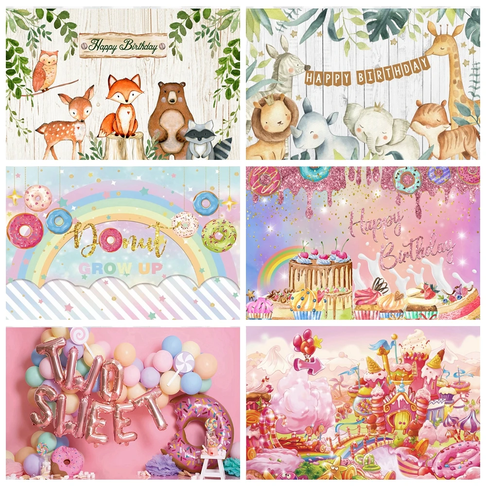 Newborn Baby 1st Birthday Backdrop Photography Forest Cake Decor Baby Shower Kids Birthday Party Background Photo Studio Props