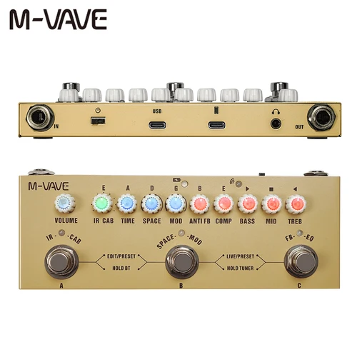 Imagen 2 del producto M-VAVE Cube BABY Pedal multiefectos para guitarra eléctrica/bajo/guitarra acústica 8 gabinetes IR simulación M-vave Pedal recargable