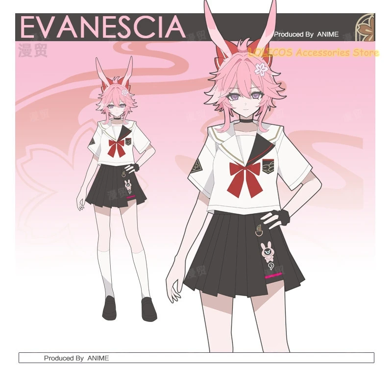 

Evanescia Honkai：Star Rail Cosplay Costume Anime Summer Short Sleeve T-shirt Tee JK Sailor Skirt Suit Student Daily Clothes